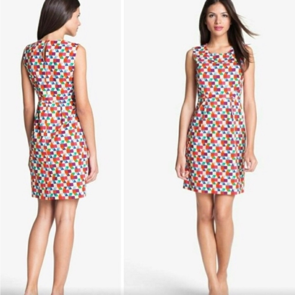 Kate Spade Abbey Geometric print multi colored shear dress size 4
